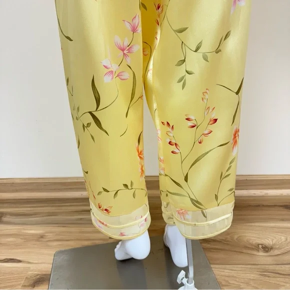 Oscar de la Renta Pink label Peignoir Top Kimono Robe Pant set Floral Print L - Picture 9 of 17